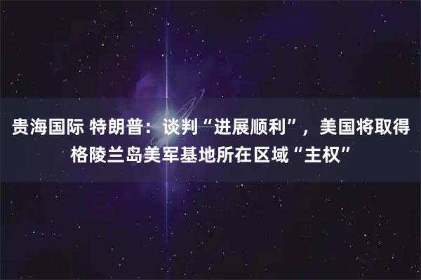 贵海国际 特朗普：谈判“进展顺利”，美国将取得格陵兰岛美军基地所在区域“主权”